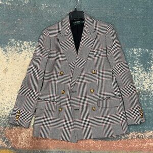 Lauren Ralph Lauren Houndstooth Blazer with Gold Buttons
